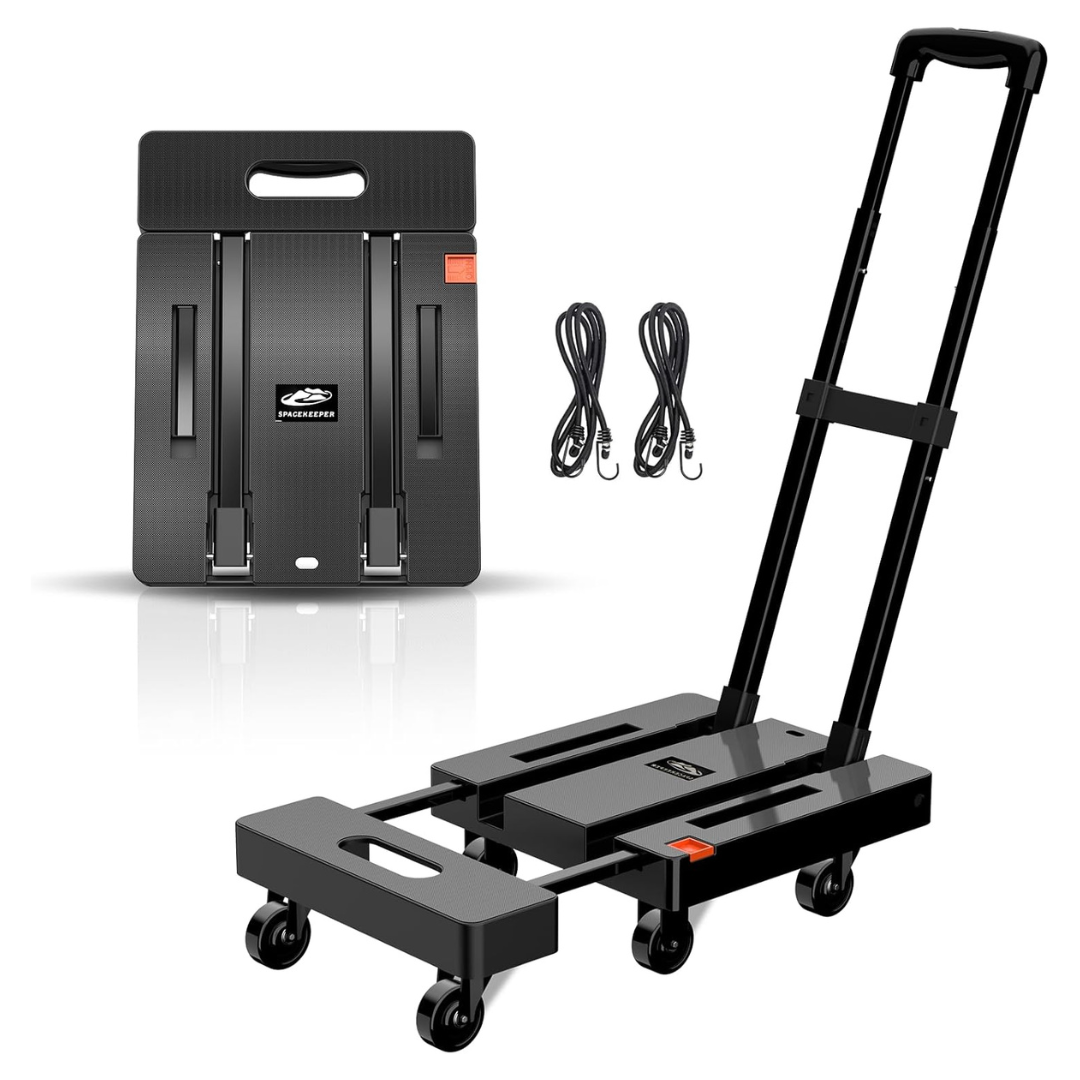 500lb Utility Dolly Platform Cart With 6 Wheels & 2 Ropes