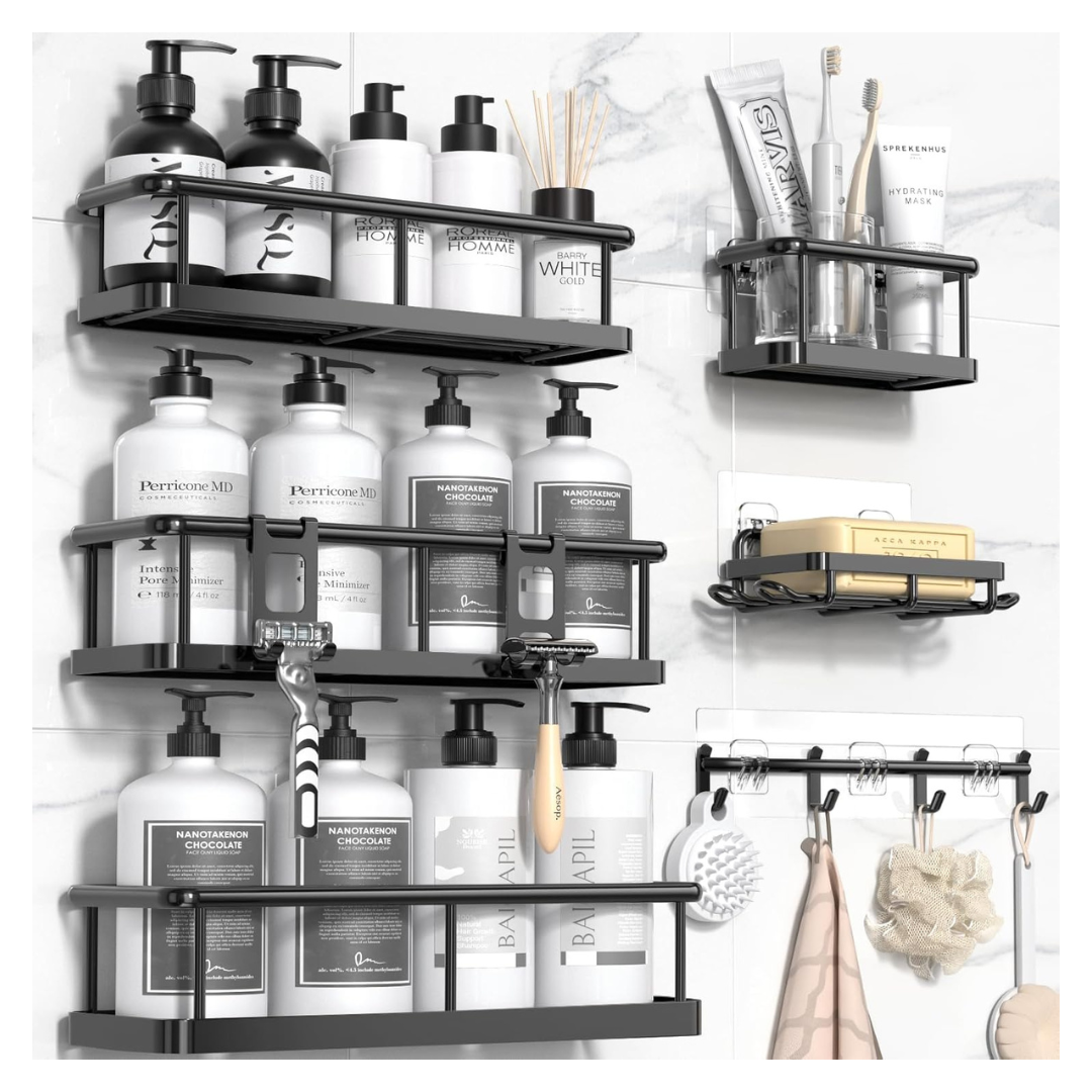 6-Pack Large Shower Caddy Organizer W/ Soap Holder & Hooks