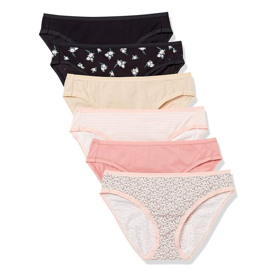 6 Pack Amazon Essentials Women's Cotton Bikini Brief Underwear