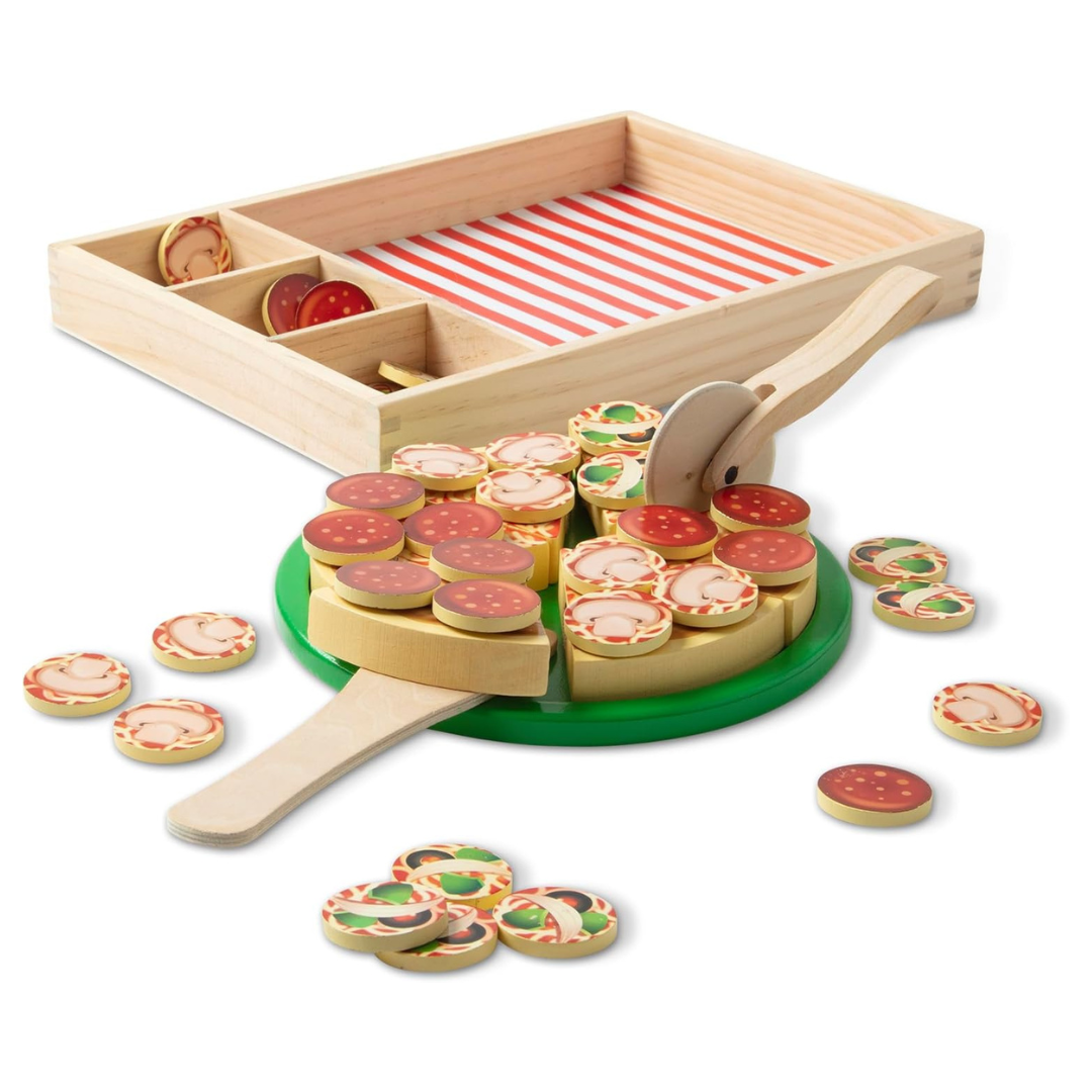 Melissa & Doug Pizza Party Wooden Play Set With 36 Toppings