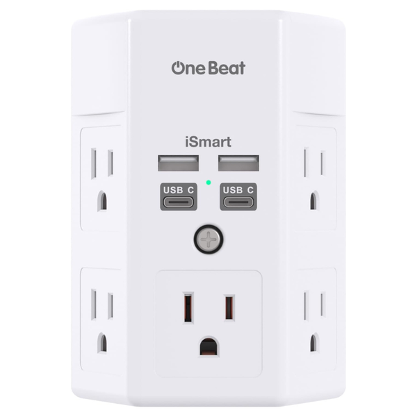 Wall Outlet Extender Surge Protector With 5-Outlets 4-USB Ports