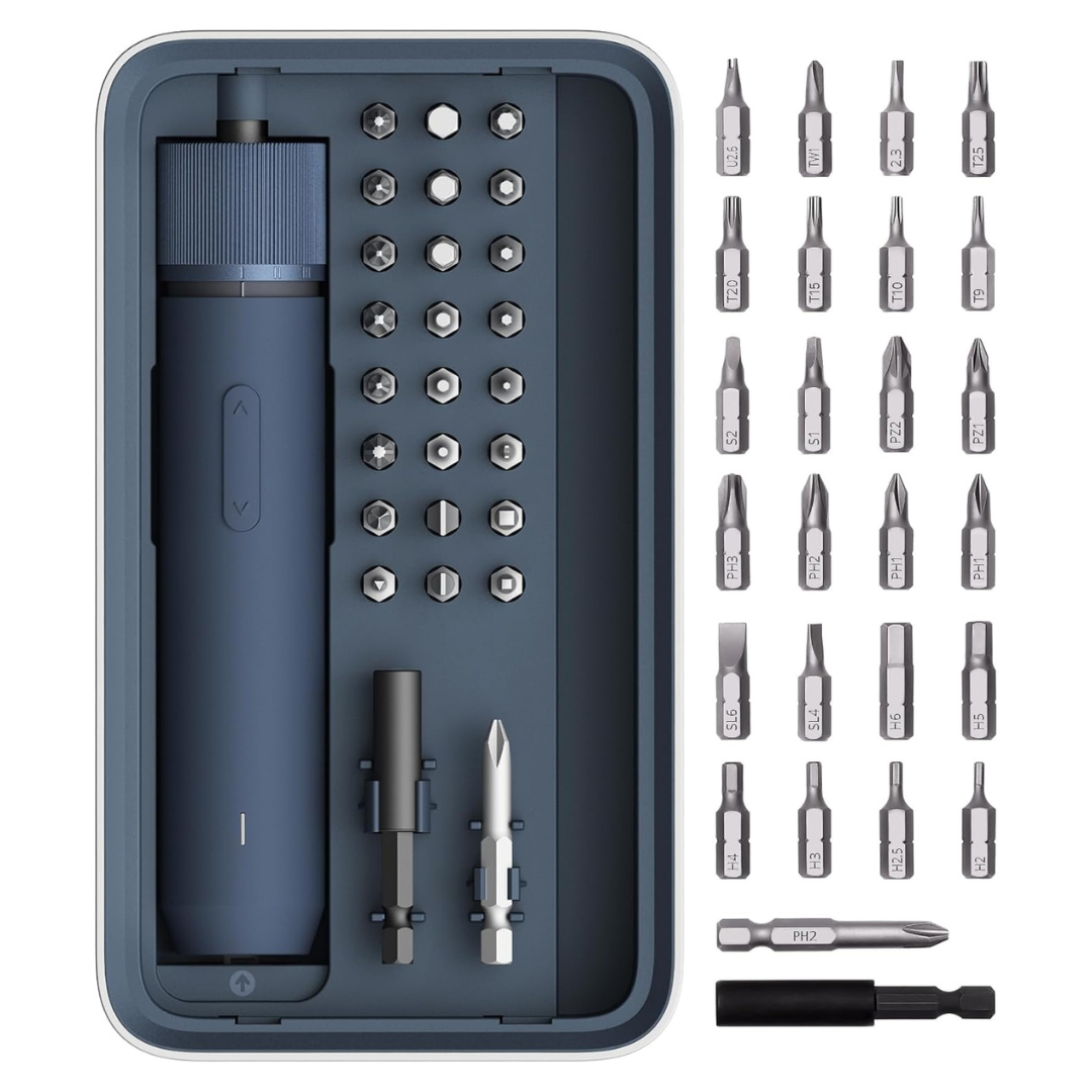25-Piece Rechargeable Cordless Screwdriver Kit With Battery And LED Light