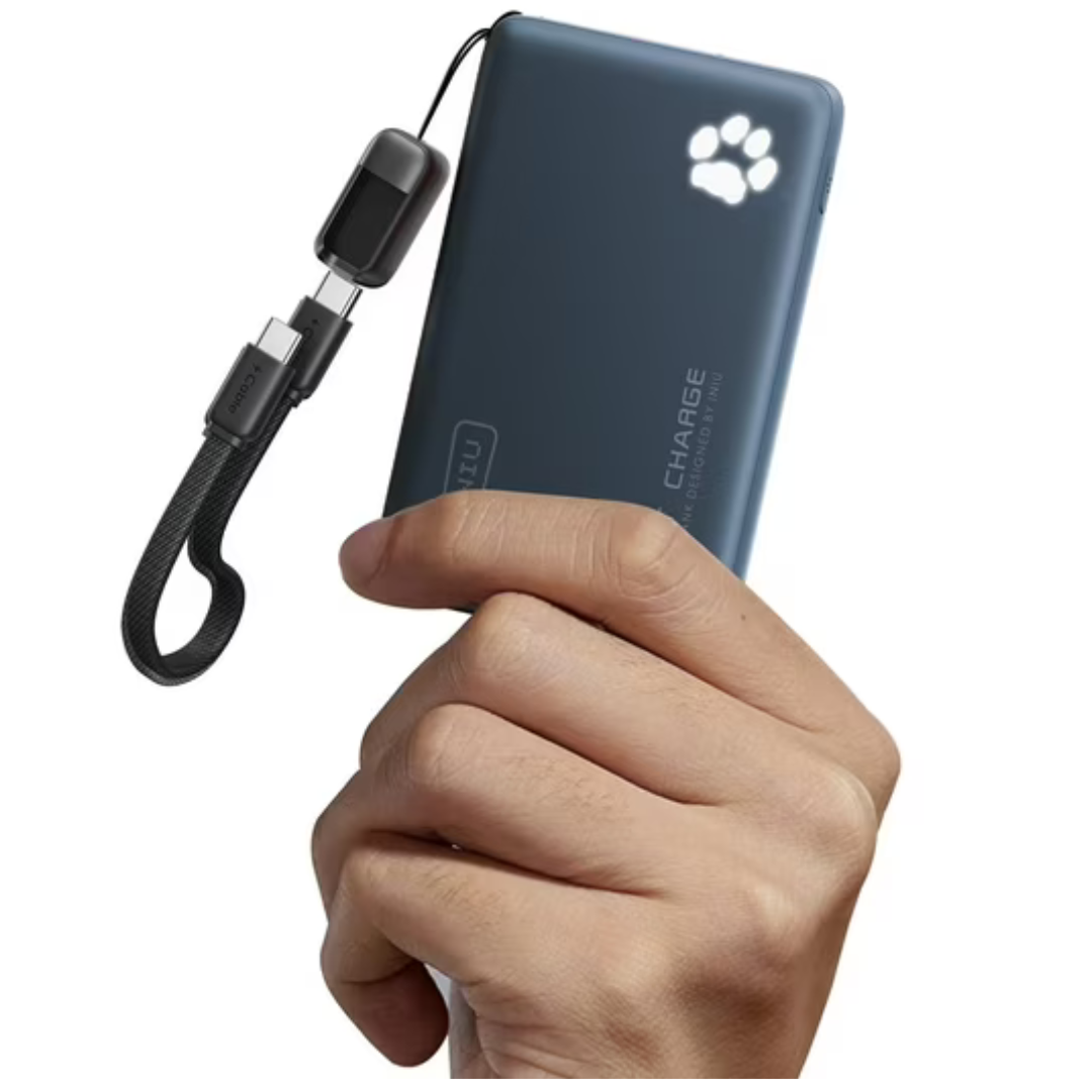 INIU 10000mAh 45W USB-C/A PD Power Bank W/ USB-C Lanyard Cable
