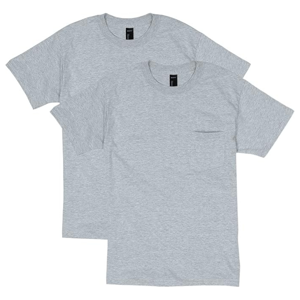 2-Pack Hanes Men's Cotton Beefy Short Sleeve T-Shirts (M-XL In Light Steel)