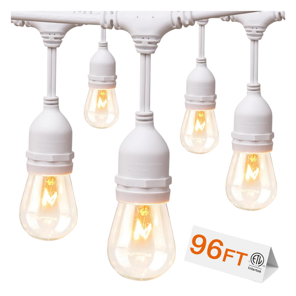 96ft Outdoor String Lights With 36 Edison Bulbs & 6 Spares