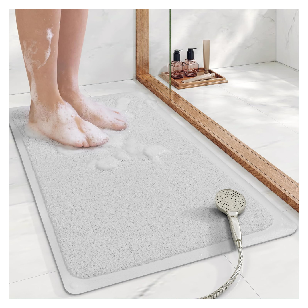 17" x 30" Non-Slip Shower Mat With Suction Cups & Foot Scrubber