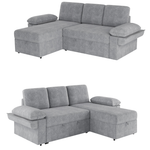 91" Living Room Sectional Sofa Bed With Storage (Gray)