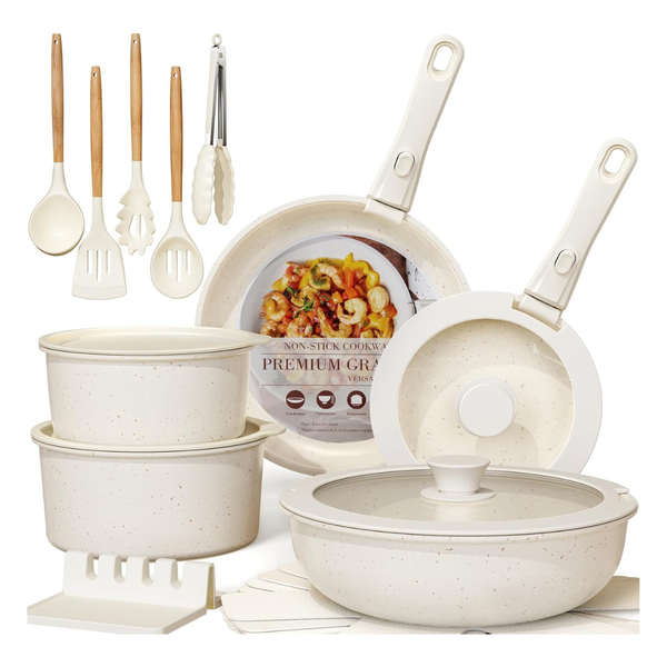 21-Piece Astercook Ceramic Non-Stick Cookware Pots And Pans Set