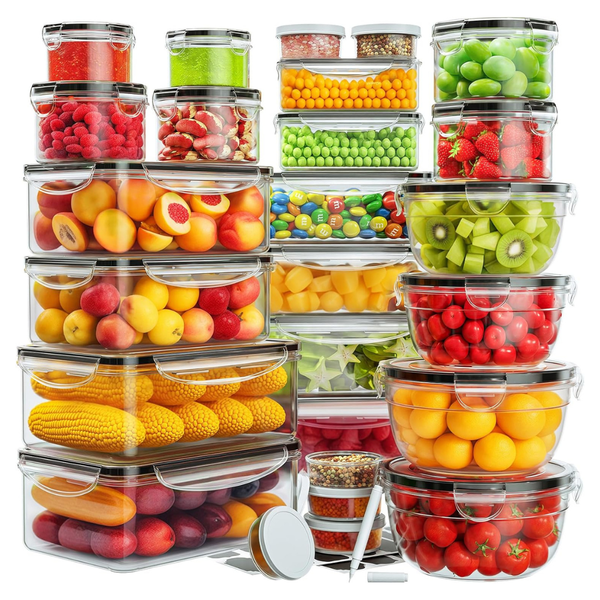 52-Piece Food Storage Containers W/ Lids Airtight, Labels & Pen