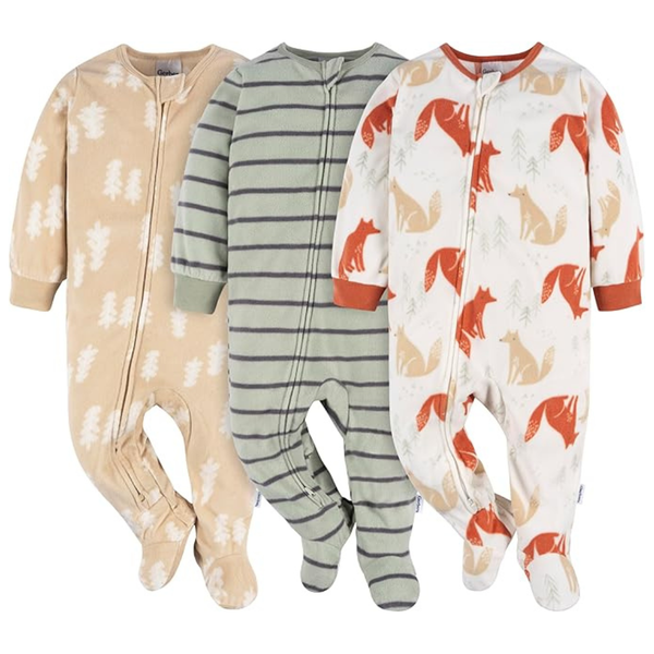 3-Pack Gerber Baby Boys' Toddler Fleece Footed Pajamas