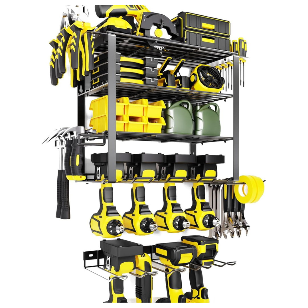 2-In-1 5-Layer & 8 Drill Wall-Mounted Metal Power Tool Organizer