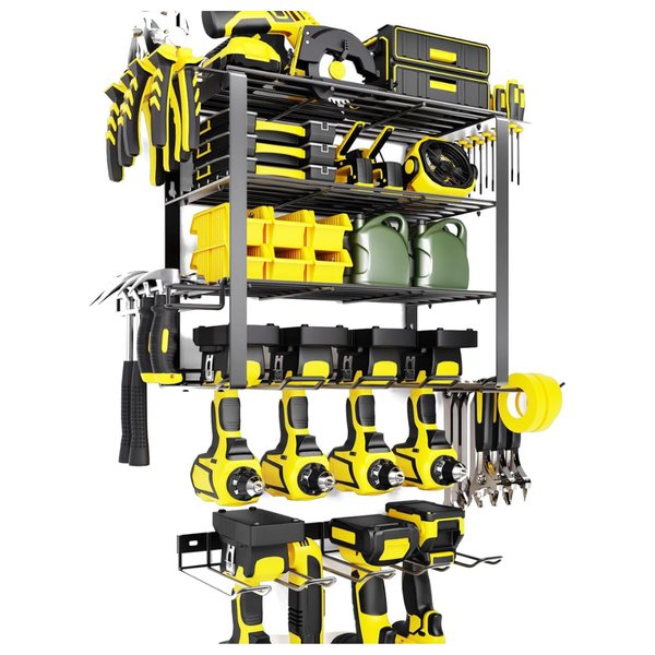 2-In-1 5-Layer & 8 Drill Wall-Mounted Metal Power Tool Organizer