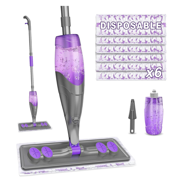 Wet Dry Spray Mops with 6-Disposable Pads & Refillable Bottle
