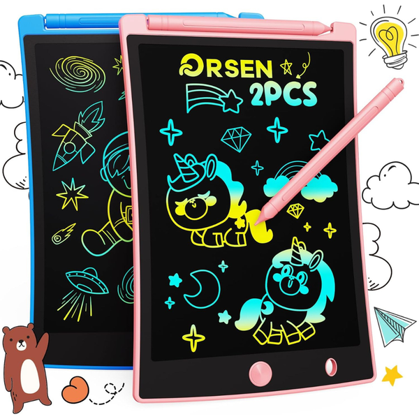 2-Pack ORSEN 8.5" LCD Erasable Writing/Drawing Doodle Board (2 colors)