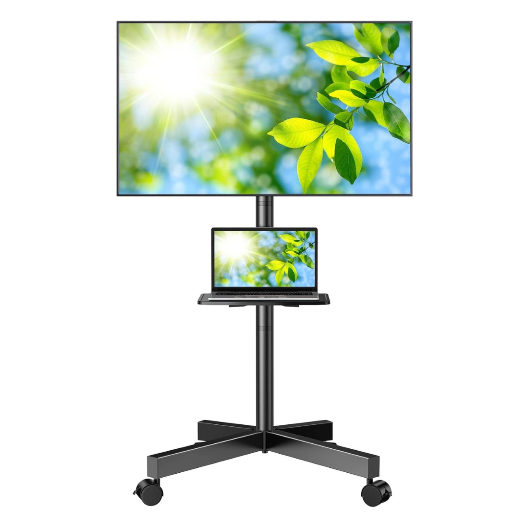 Mobile TV Stand for 23"-60" Screen TVs with Laptop Shelf