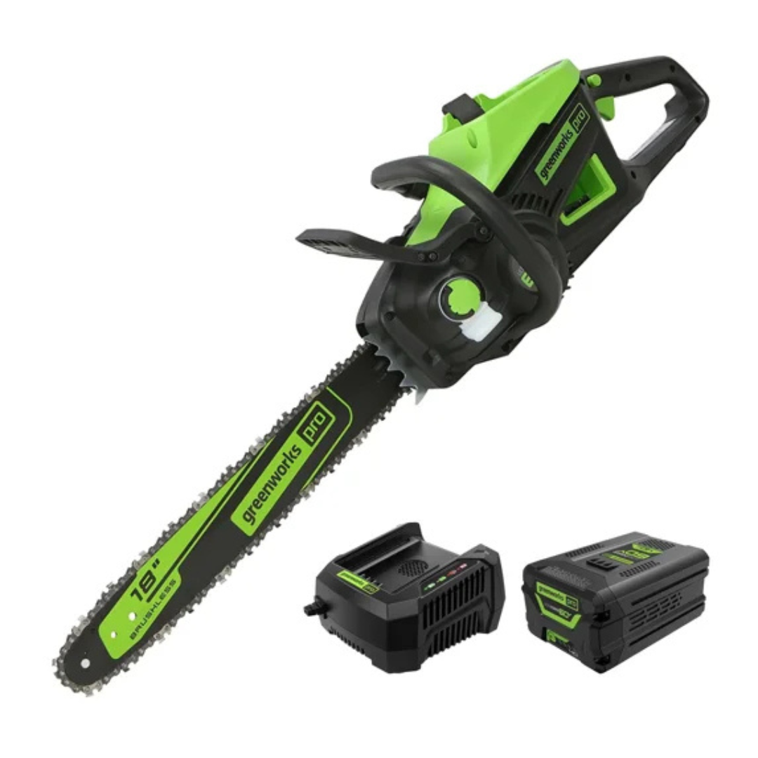 Greenworks 60V 18" Cordless Chainsaw with 4.0Ah Battery & Charger