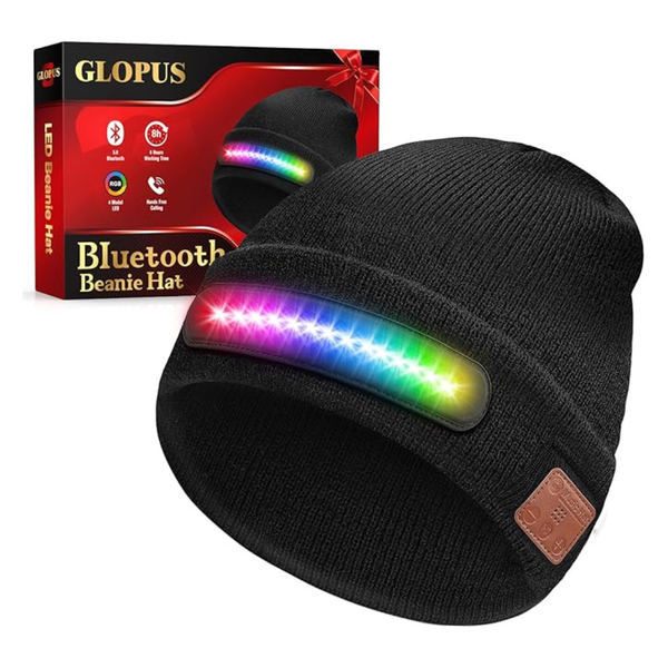 Men's Bluetooth Beanie Hat with Bar-Shaped Headlamp