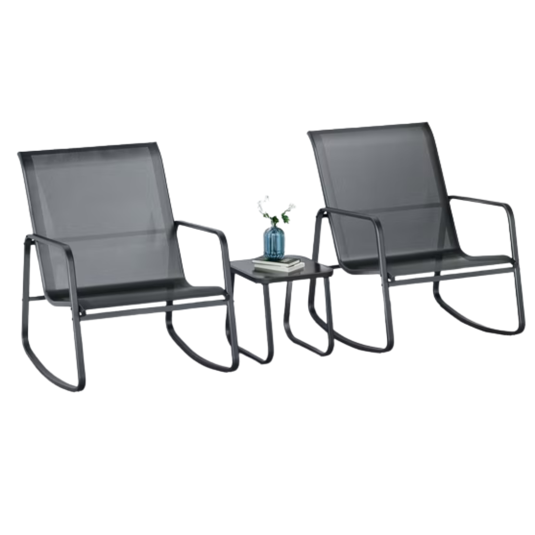 3-Piece Ainfox Outdoor Bistro Set with Textilene Chairs and Coffee Table