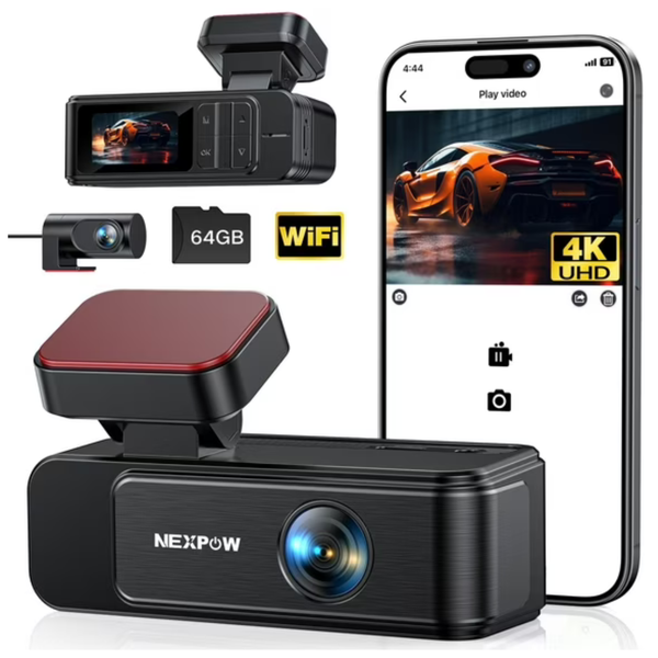 Nexpow WiFi Front & Rear 4K+2K Dash Camera