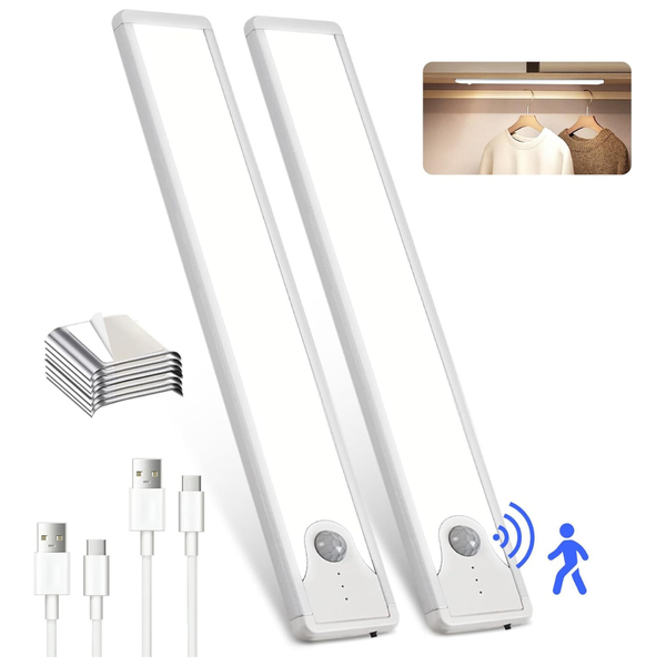 2-Pack Sunlinkco 8" 41 LED Rechargeable Magnetic Motion Sensor Light