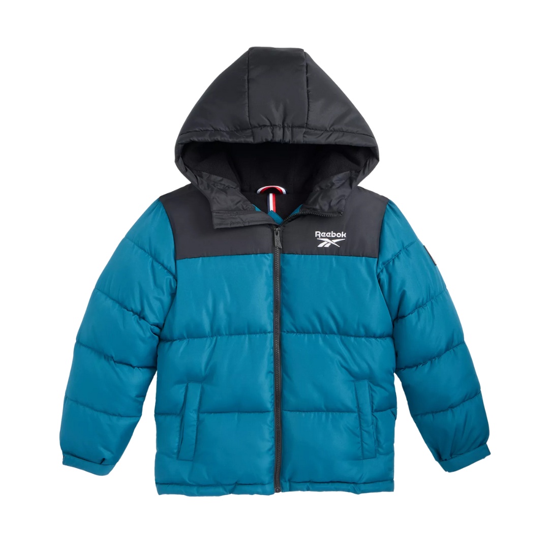 Reebok Big Boys' Contrast Yoke Long Sleeve Puffer Jacket (Various)