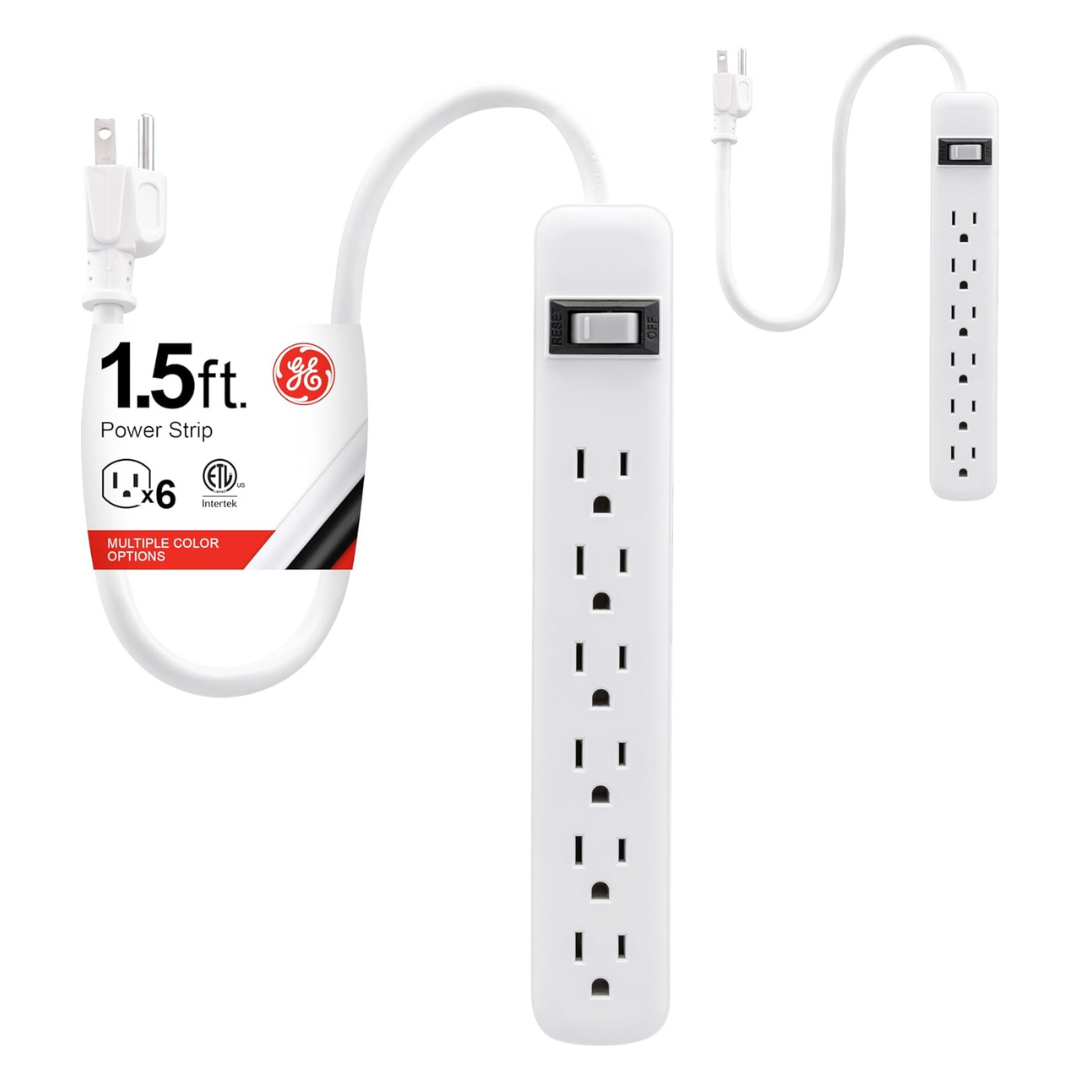 2-Pack GE 120 Volts 6 Outlet 2ft Cord Switched Power Strip