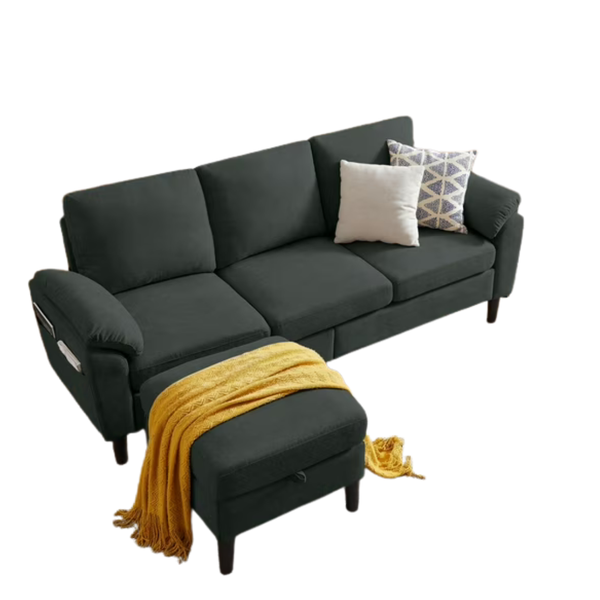 80" Small L Shaped 3 Seat Convertible Sectional Sofa