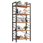 DurayLoly Industrial 5 Tier Modern Tall Display Bookcase