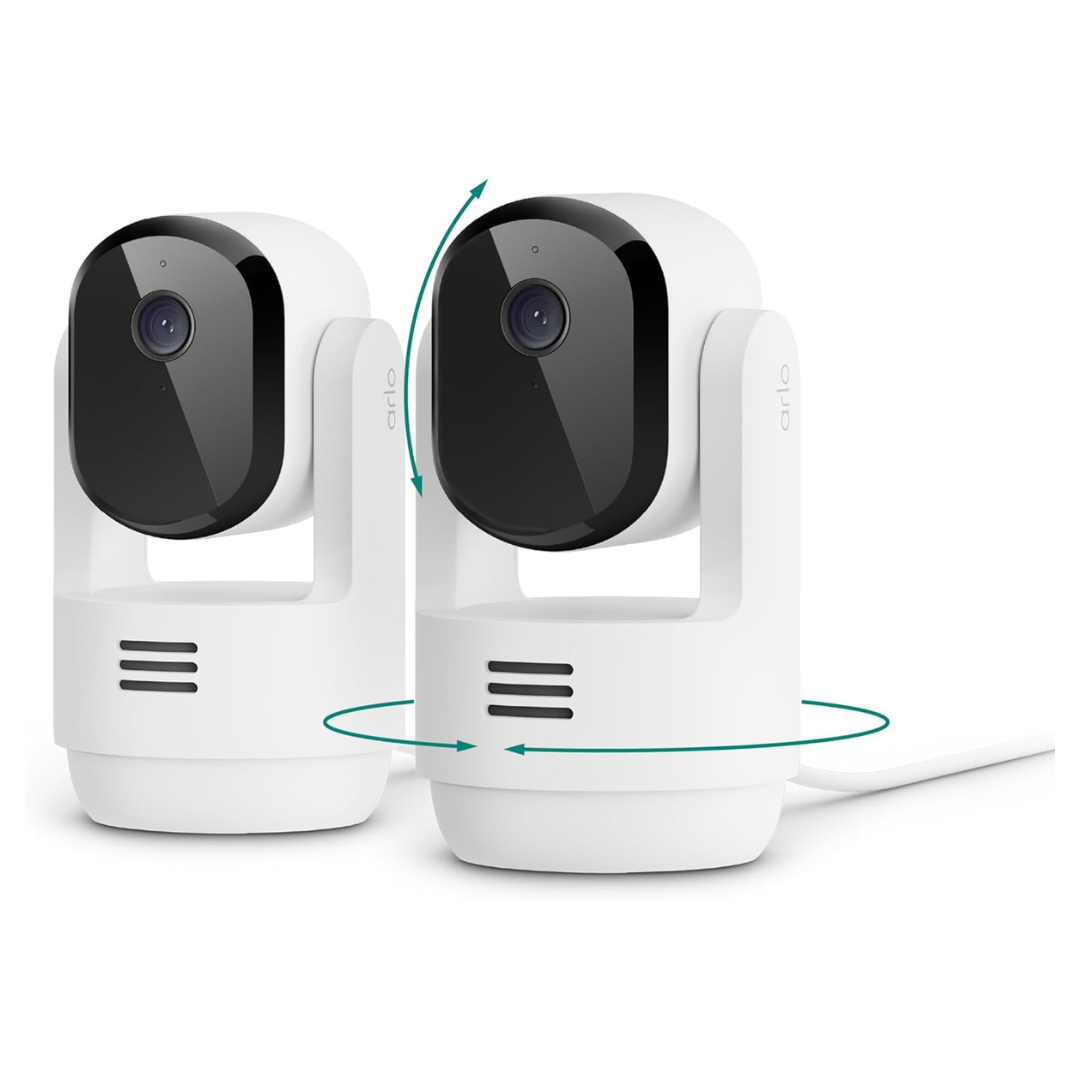 2-Pack Arlo Essential Indoor 2K Pan Tilt Security Camera