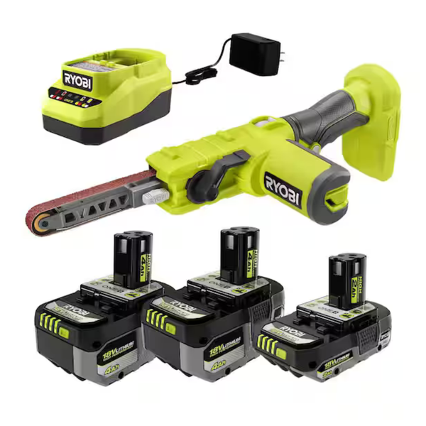 Ryobi One+ 18V 1/2" x 18" File Sander W/ (2) 4Ah + 2Ah Battery & Charger