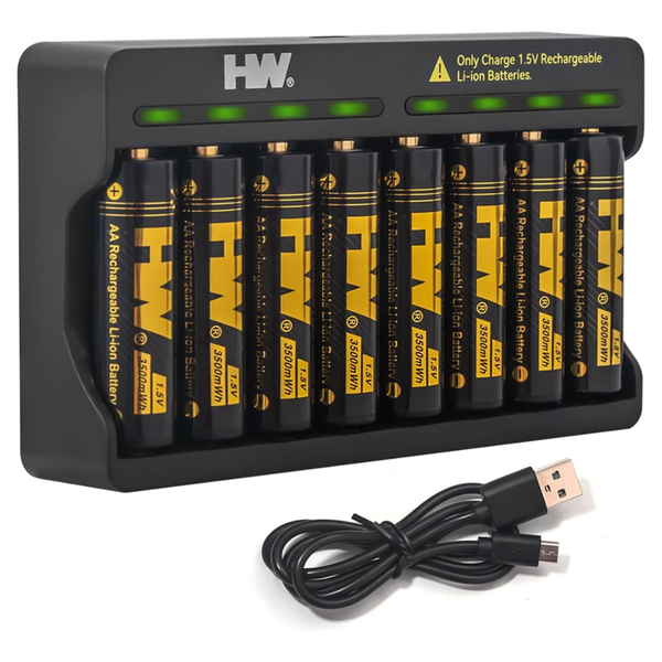 HW 3500mWh Rechargeable AA Batteries With -Pack AA/AAA Charger