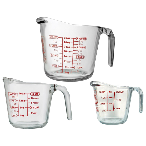 3-Piece Anchor Hocking Glass Measuring Cups Set