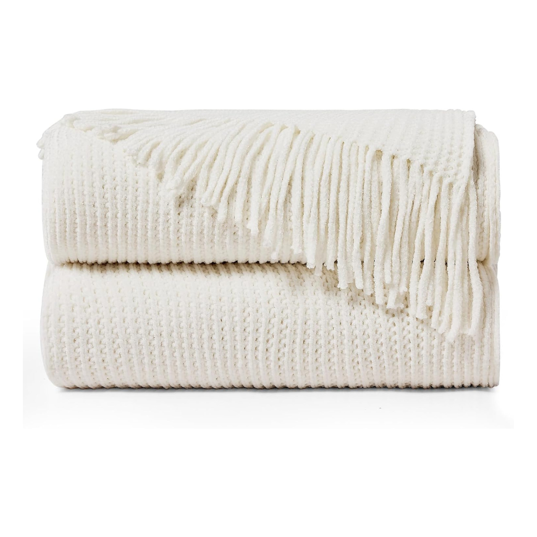 50" x 60" Chunky Chenille Woven Soft Throw Blanket