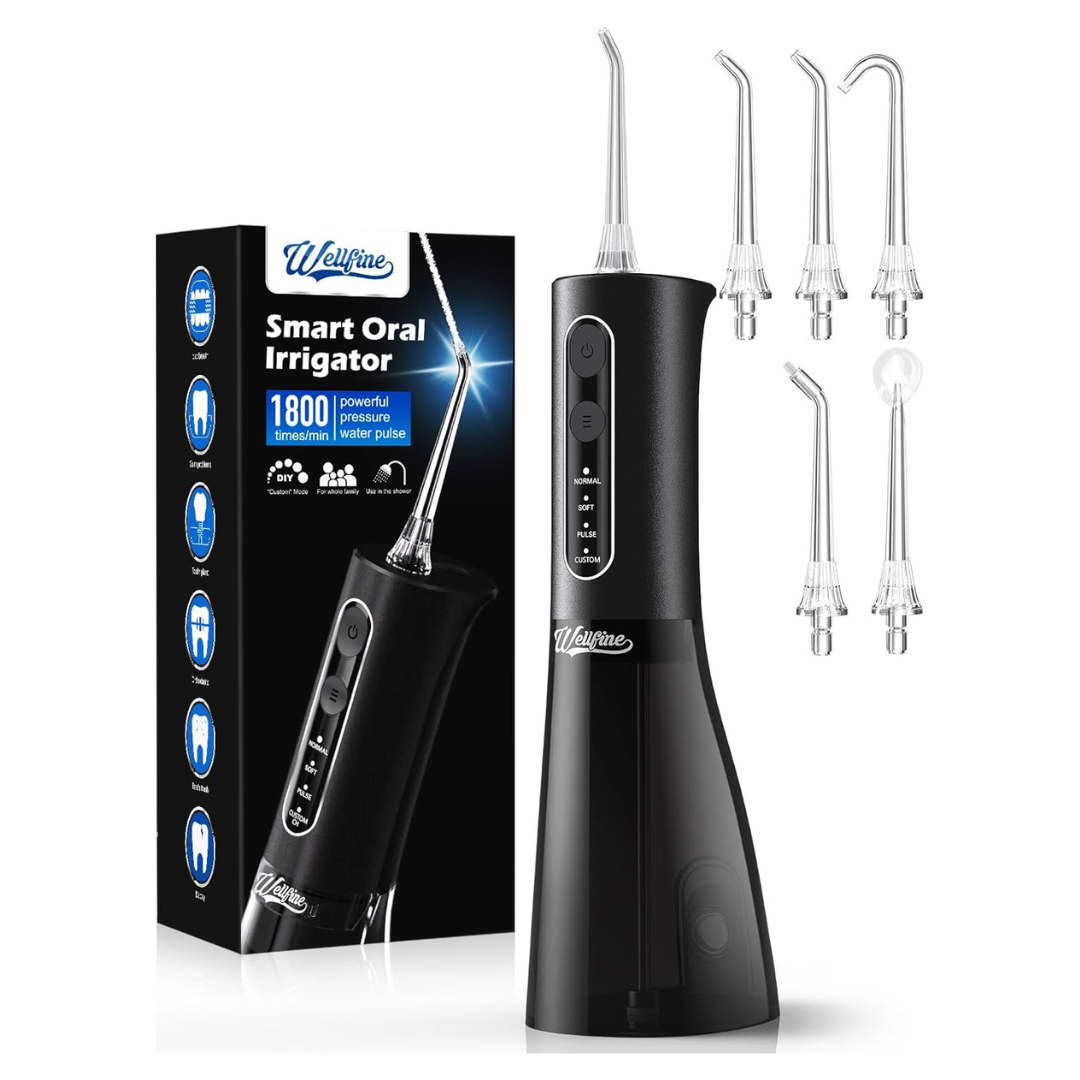 Wellfine 4-Modes IPX7 Waterproof Water Dental Flosser Teeth Pick