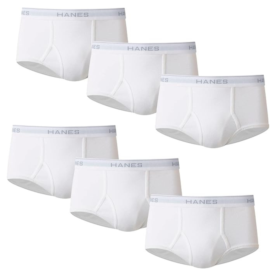 6-Pack Hanes Men's Moisture-Wicking White Cotton Briefs (Select Options)