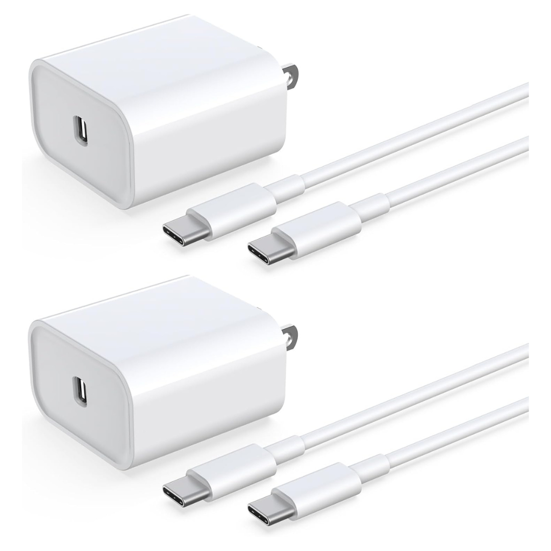 2-Pack Dabustar 33W Type-C Wall Charger with 6' USB-C Cables