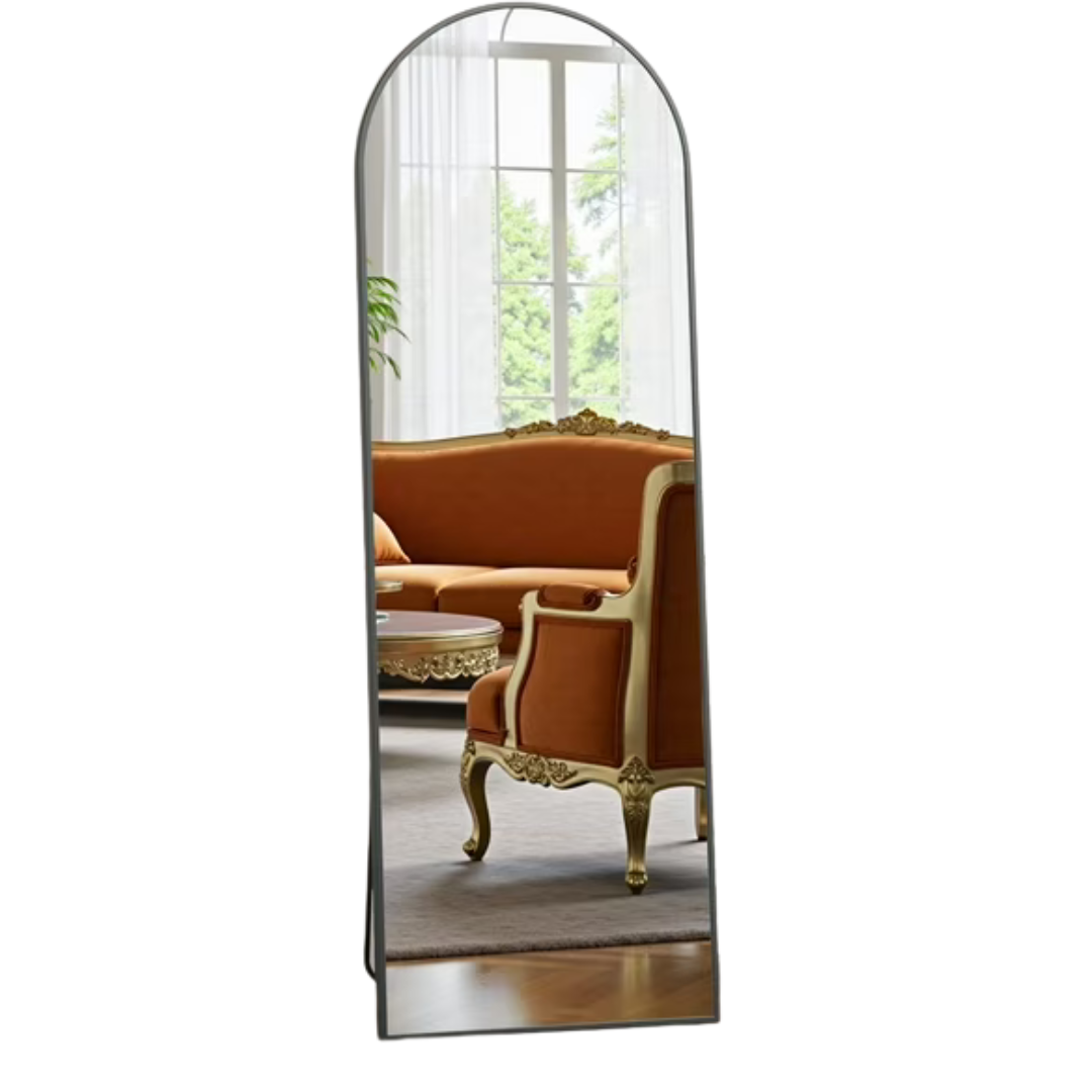 59"x16" EDX Arched Full Length Floor Mirror (Black)
