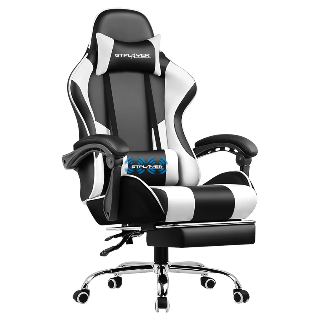 Height Adjustable Gaming Chair With Footrest & Lumbar Support