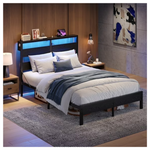 Bestier Queen Size Platform Bed Frame With Storage Headboard