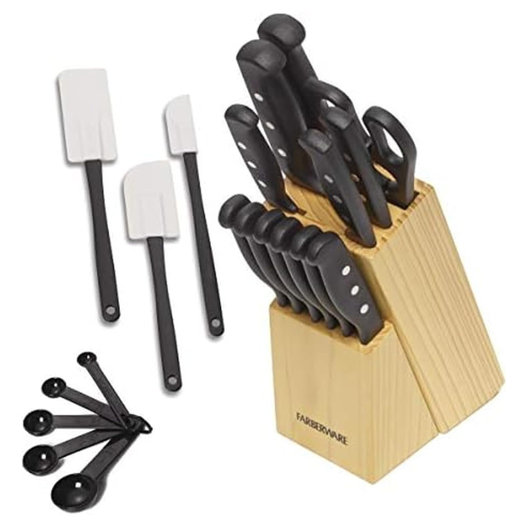 22-Piece Farberware High-Carbon Stainless Steel Kitchen Knife Block Set