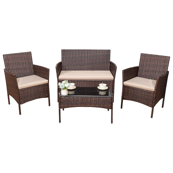4-Piece Devoko Outdoor PE Rattan Wicker Patio Furniture Set