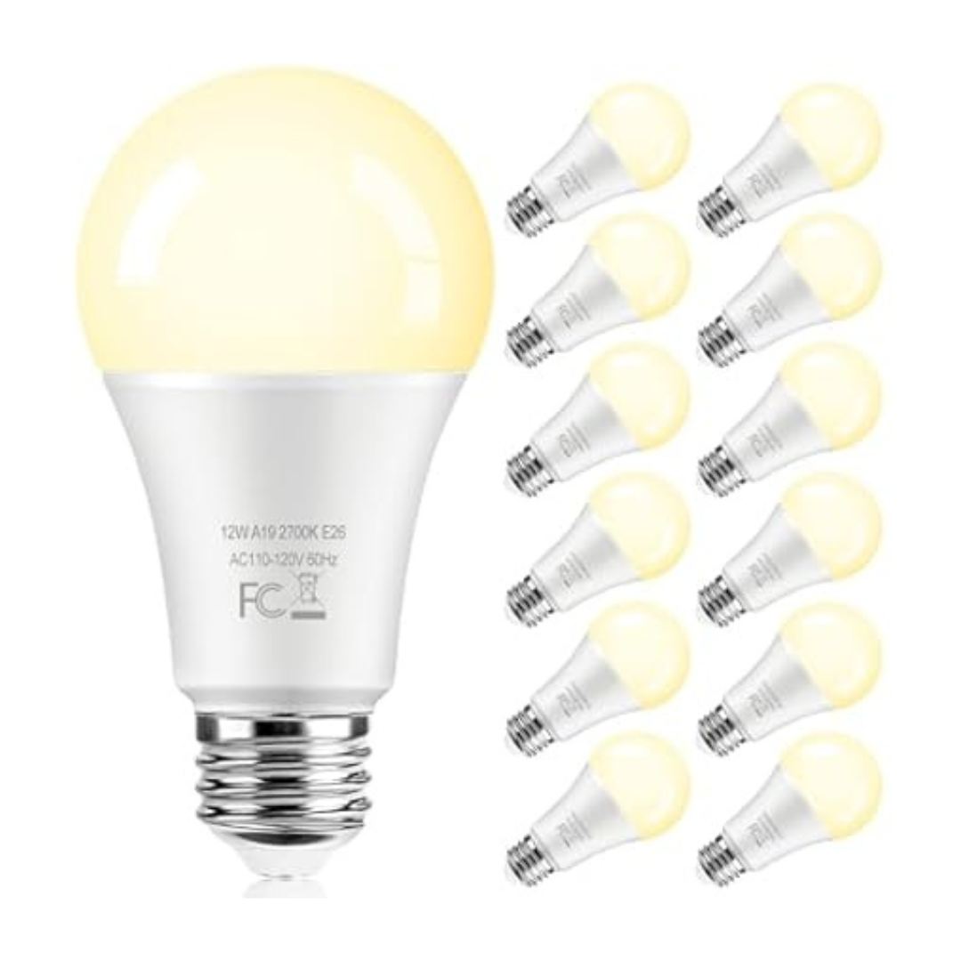 12-Pack Tobusa A19 Warm White LED Light Bulbs