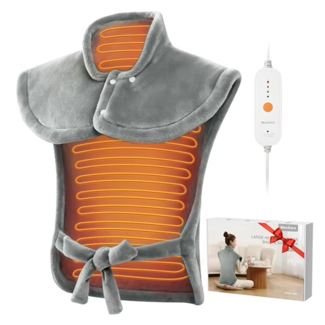 MaxKare Large Back & Shoulder Heating Pad W/ Auto Shut-off (Gray)