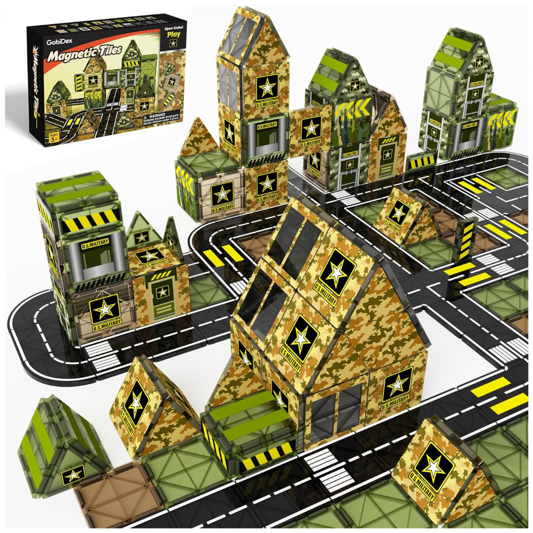 48-Piece GobiDex STEM Military Magnetic Building Blocks