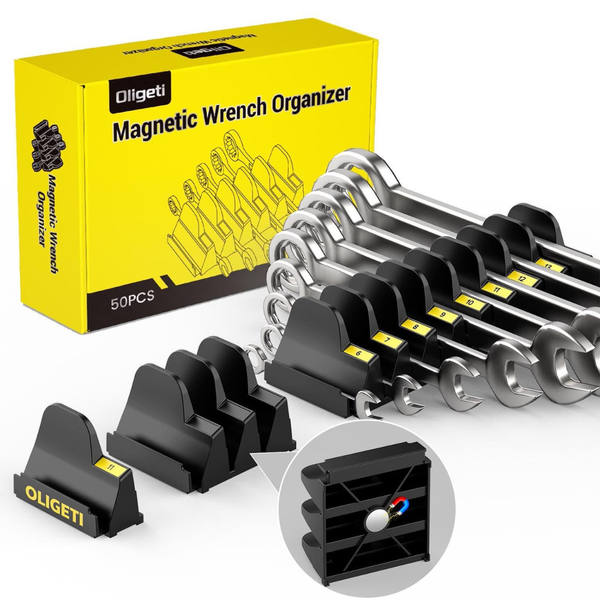50-Piece Oligeti Magnetic Wrench Organizer Set w/ Metric & SAE Labels