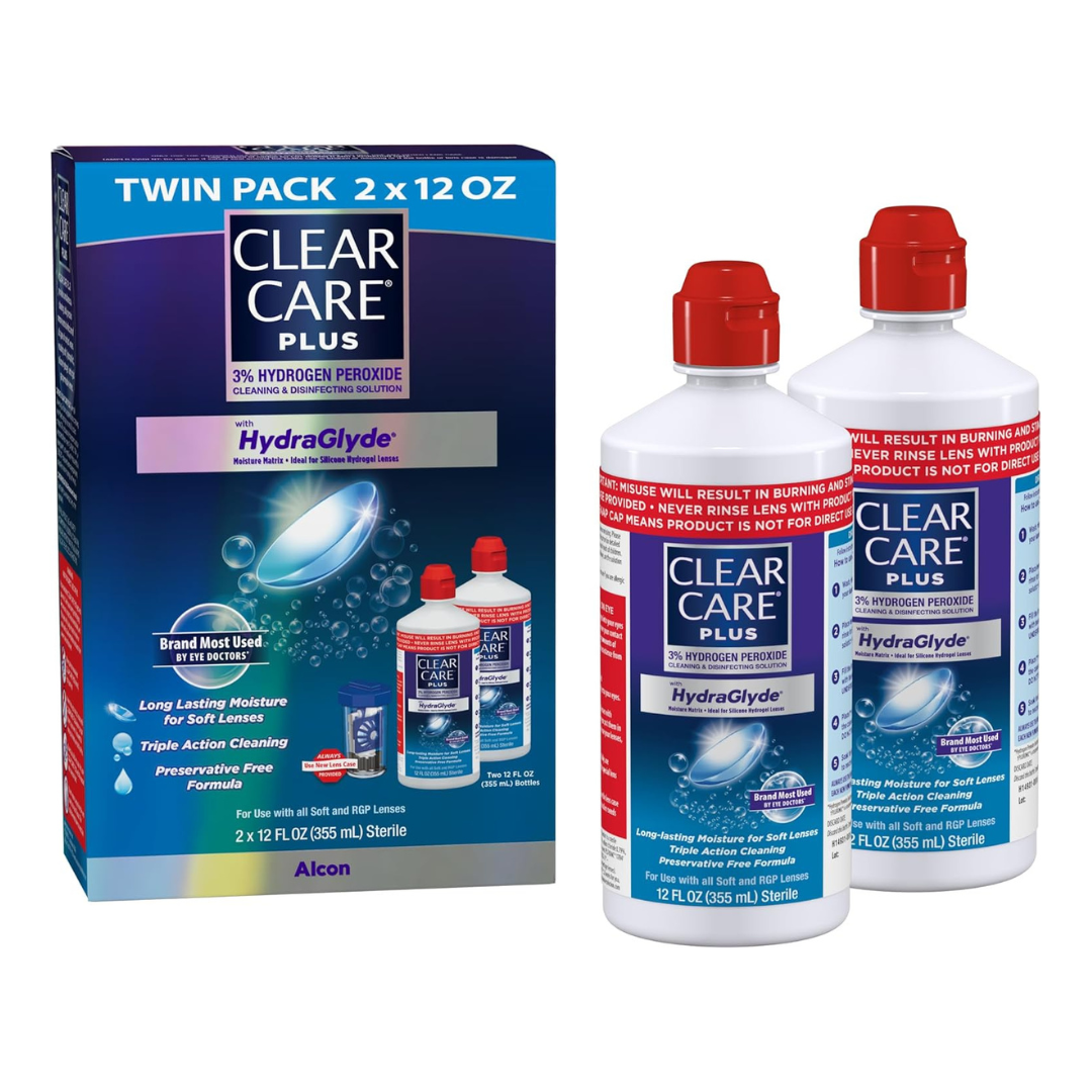 2-Pack 12oz Clear Care Plus Contact Lens Cleaning Solution