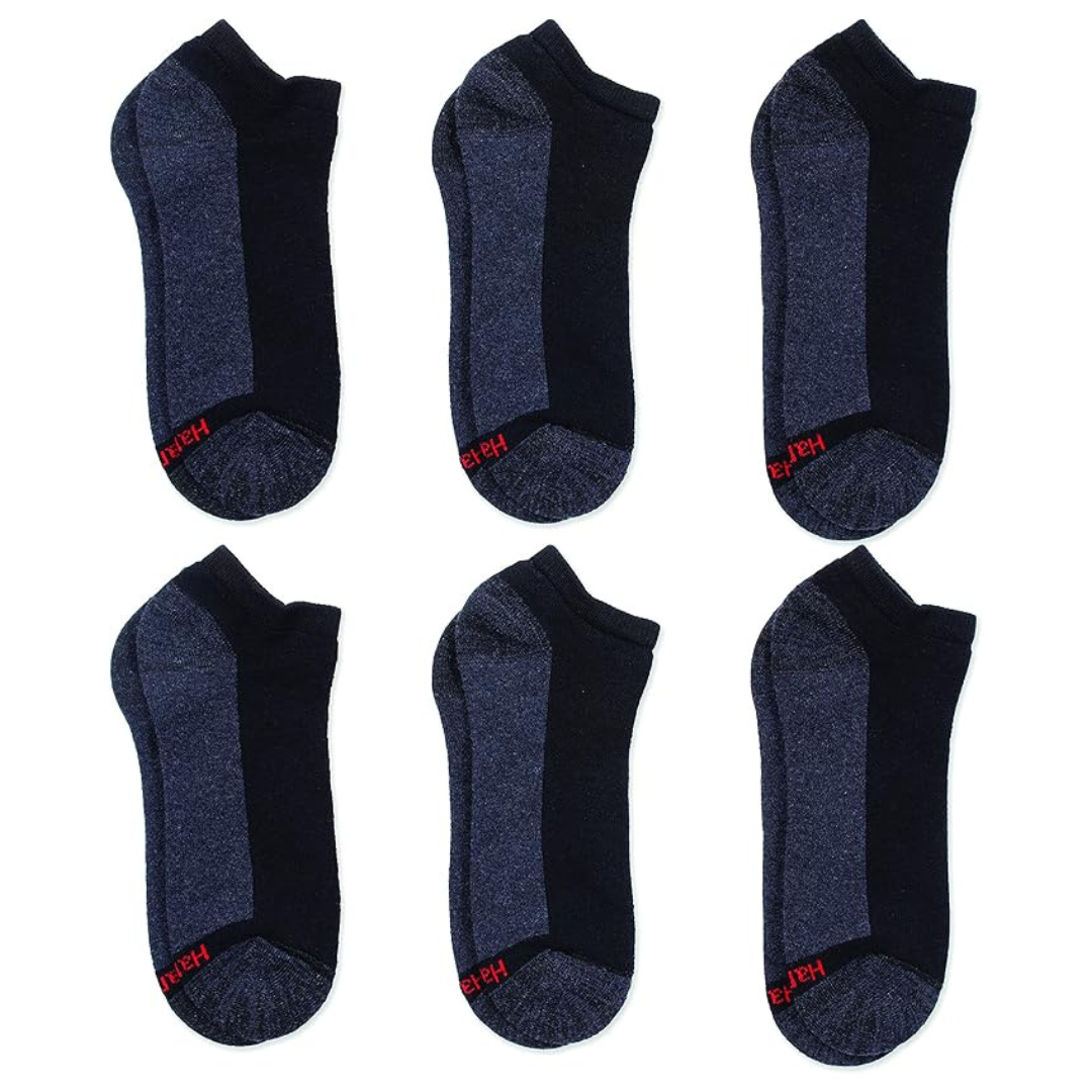 6-Pairs Hanes Men's Max Cushion Low Cut Socks (6-12 in Black/Grey)