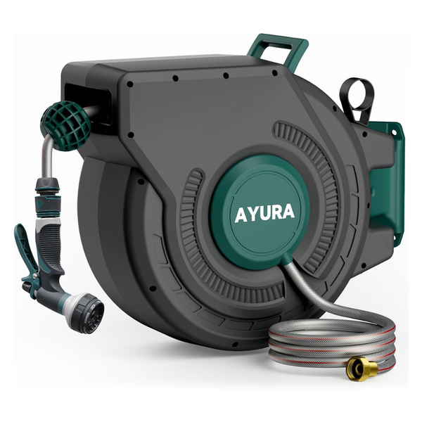 100ft Ayura Retractable Garden Hose Reel with Kink-Free Rewind