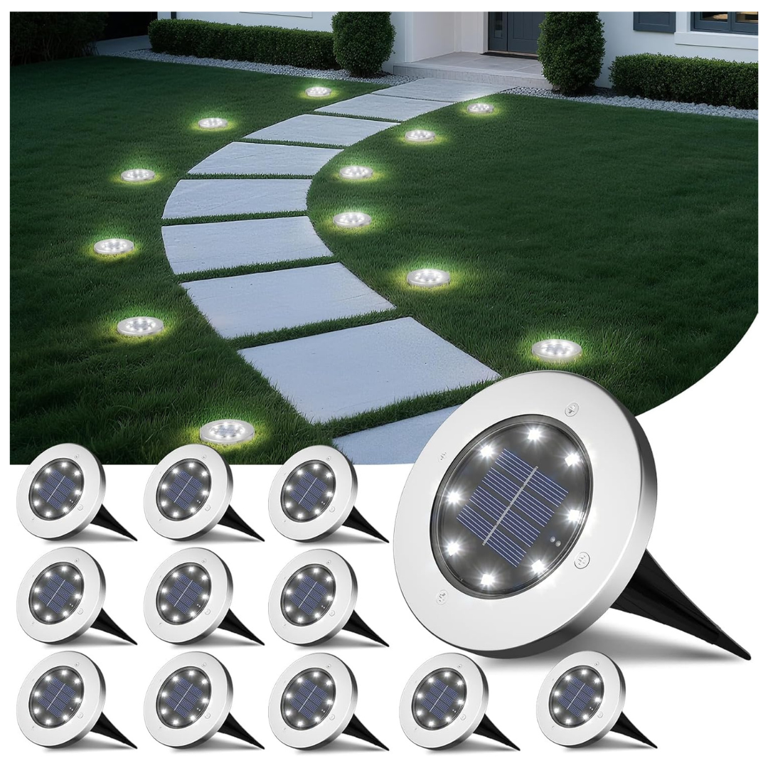 12-Pack INCX 8 LED Garden Outdoor Waterproof Solar Lights