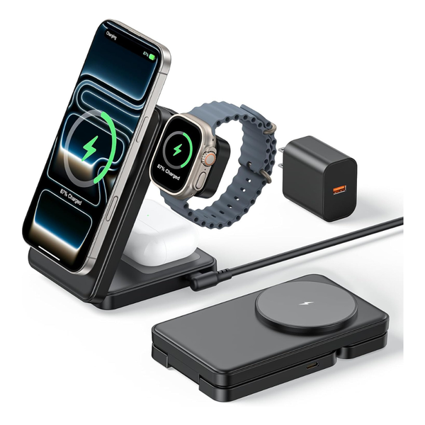 3-in-1 15W Fast Wireless Magnetic Charging Station